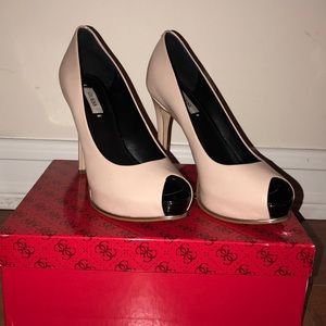 Guess Honora Nude Open Toe Heels